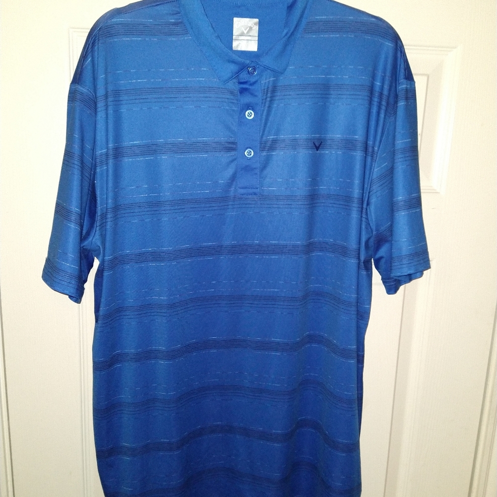 Callaway Opti Dri Striped Short Sleeve Polo Shirt Men's sz Large.